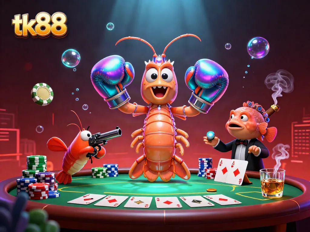 Experience thrilling poker action with tk88's vibrant 3D casino characters and dynamic game elements.