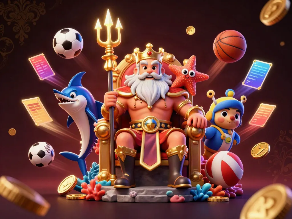Experience thrilling moments with NK88 amid a vibrant 3D casino scene filled with sports elements.