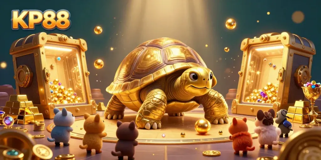 Experience thrilling gameplay at KP88 with a glowing 3D tortoise pinball machine and treasures.