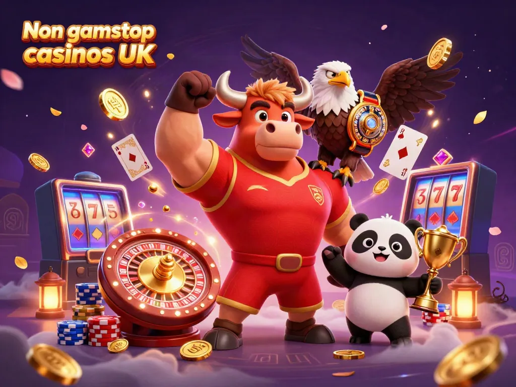 Engage in the thrilling world of Non gamstop casinos UK with a vibrant 3D casino scene.