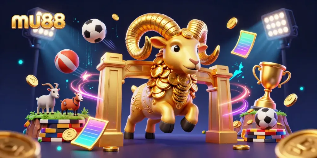 Experience thrilling wins with mu88 in a vibrant 3D casino scene filled with excitement.