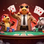 Experience sunwin excitement with three raptors in disguise at a vibrant casino lounge.