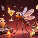 Join the excitement at Hitclub with a lively scene of casino characters and crypto elements.