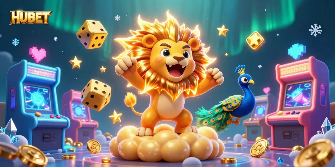 Experience thrilling gameplay at HUBET with a vibrant 3D casino scene featuring dynamic characters and gaming elements.